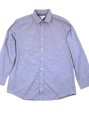 Bar III Slim Fit Button Down Blue Micro Print Shirt Size L